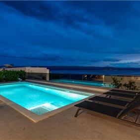 5 bedroom beachfront villa with heated pool near Omis, sleeps 9